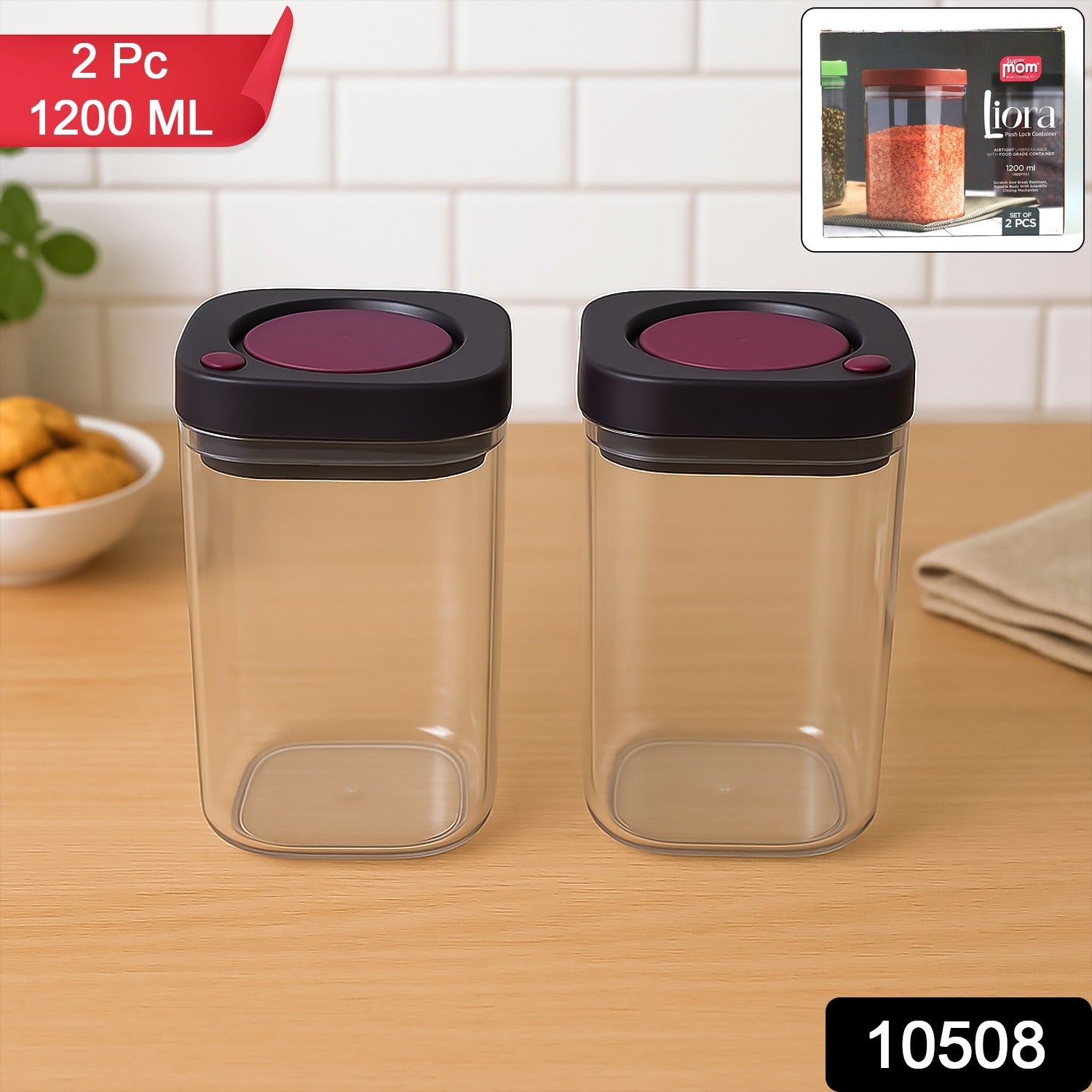 ALVENZA Airtight Kitchen Storage Containers – 2 Pc Set 1200ml Each