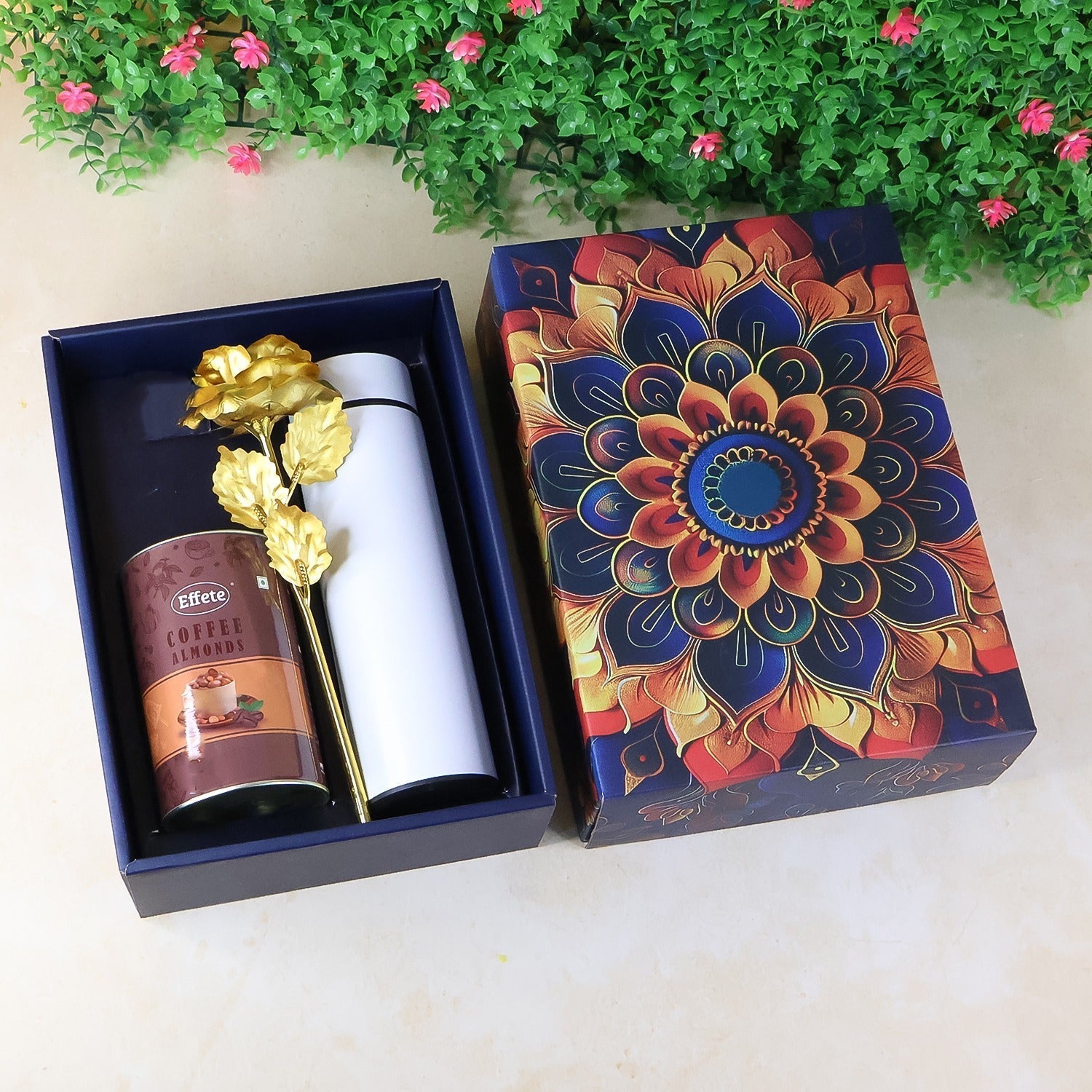 ALVENZA Temperature Bottle Gift Box – Coffee Almonds & Golden Rose