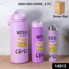 ALVENZA Water Bottle Set – Leak-Proof BPA-Free 2000ML + 900ML + 300ML