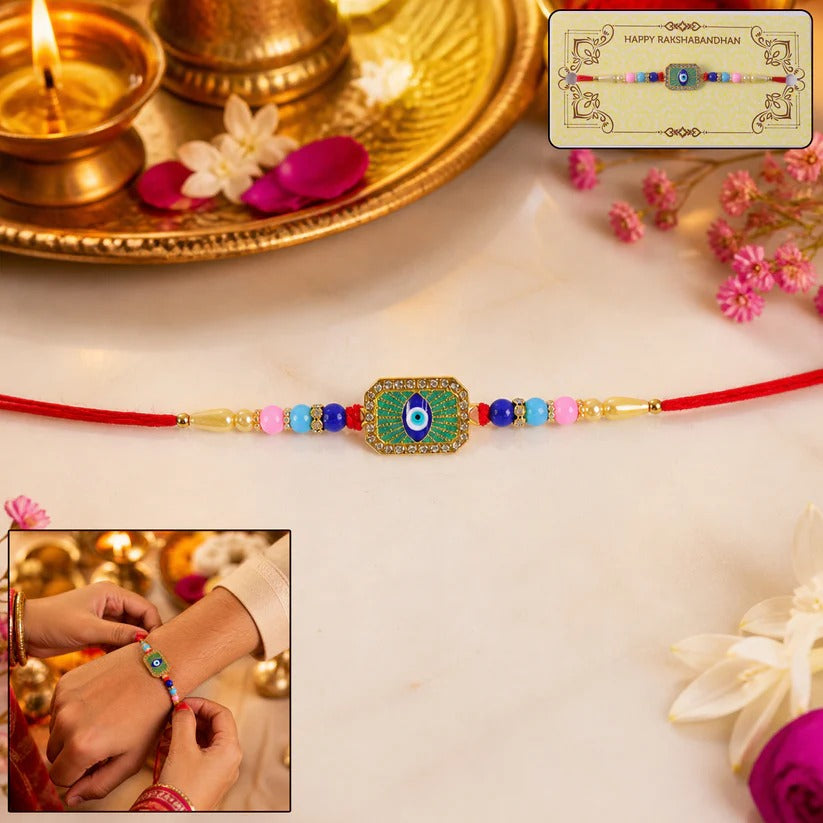 ALVENZA Premium Raksha Bandhan Combo, Handcrafted Rakhi, Kumkum Dani & Gour...