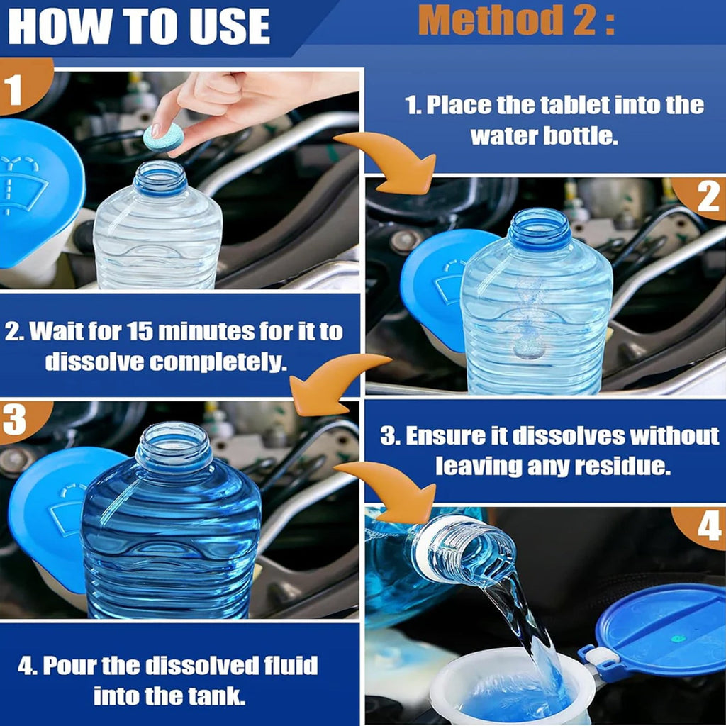 ALVENZA Car Wiper Detergent Tablets – Pack of 10 for Clear Windshield
