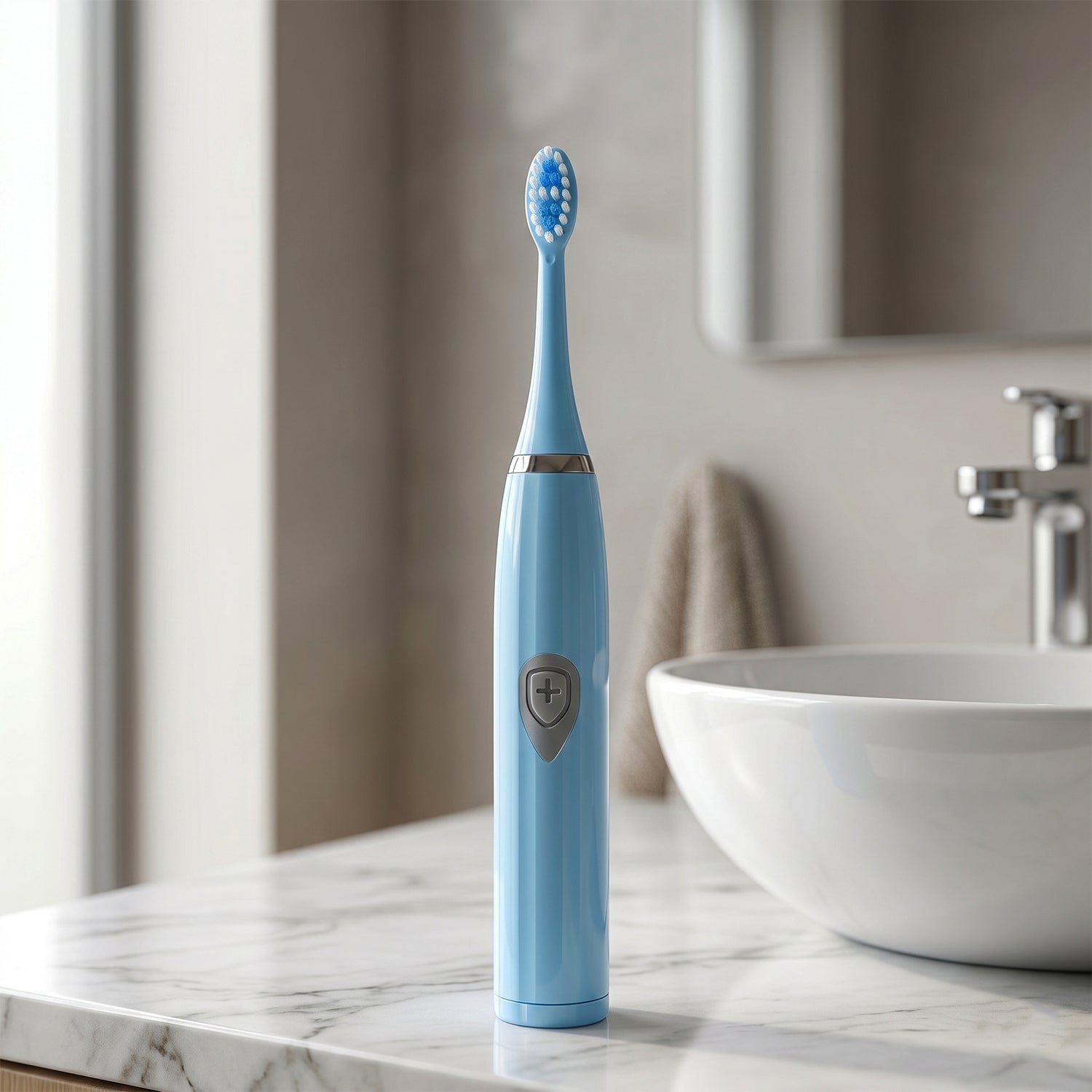 Battery Operated Electric Toothbrush Portable Oral Care | BrushedUp - Back View
