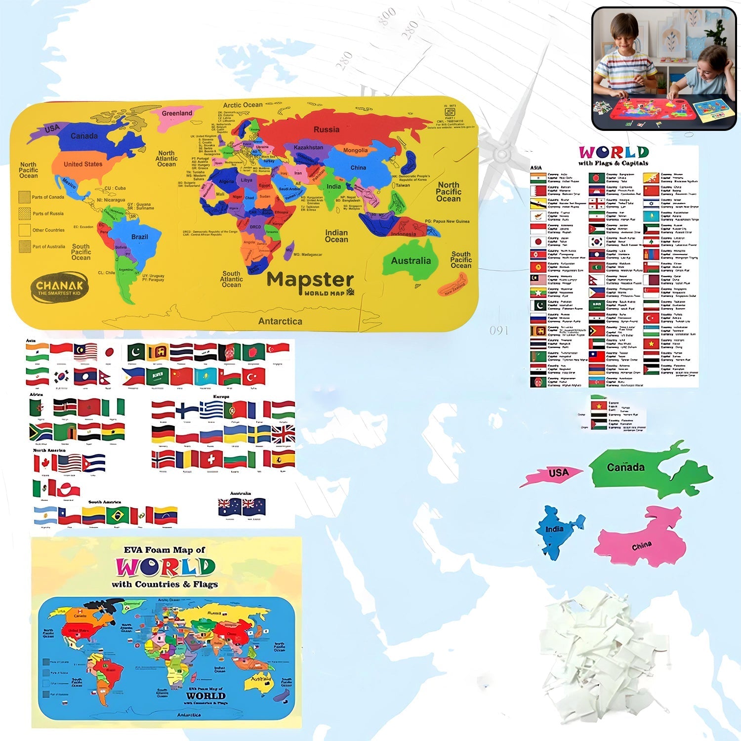 ALVENZA World Map Puzzle – Educational EVA Foam Toy for Kids 5+