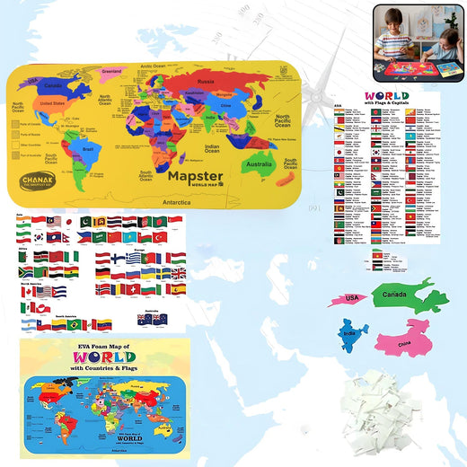 ALVENZA World Map Puzzle – Educational EVA Foam Toy for Kids 5+