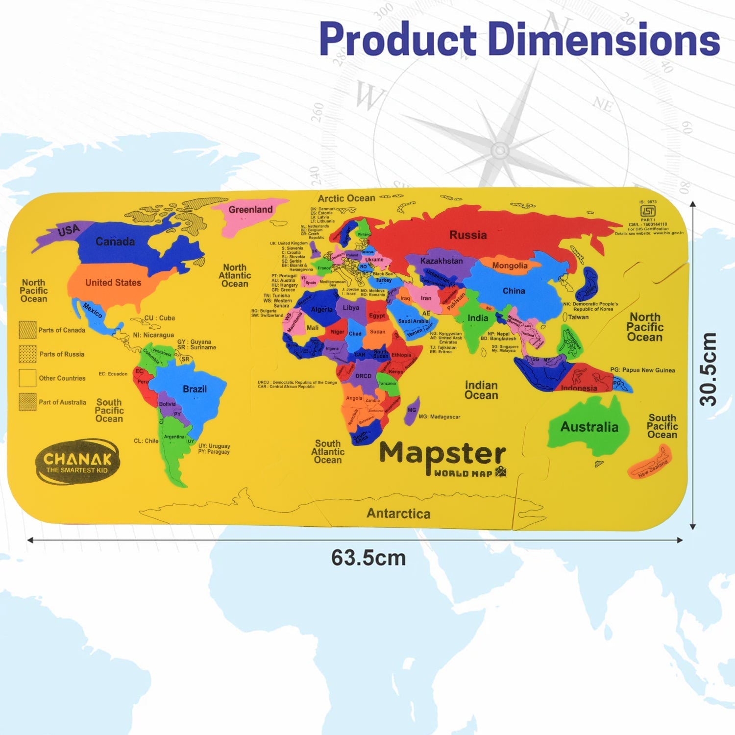 ALVENZA World Map Puzzle – Educational EVA Foam Toy for Kids 5+