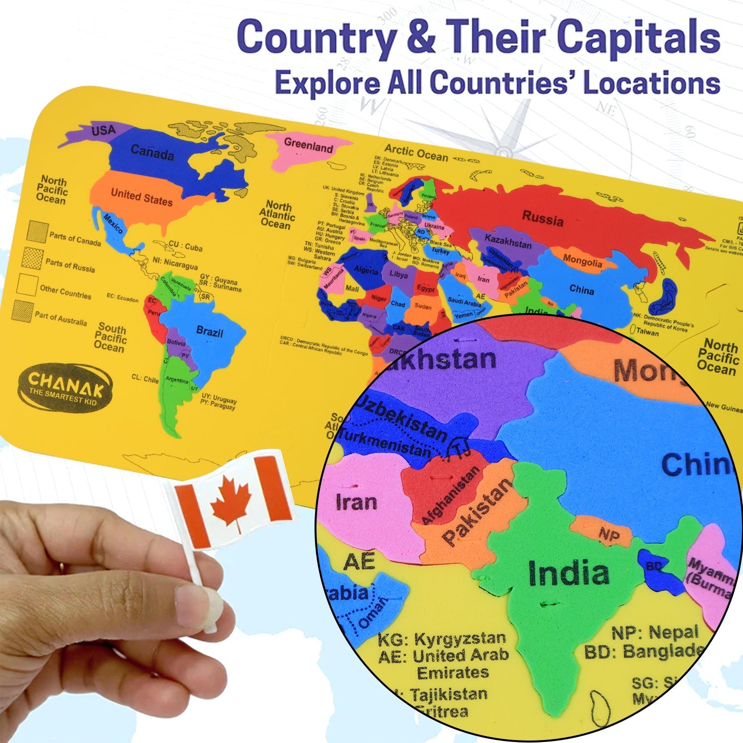 ALVENZA World Map Puzzle – Educational EVA Foam Toy for Kids 5+