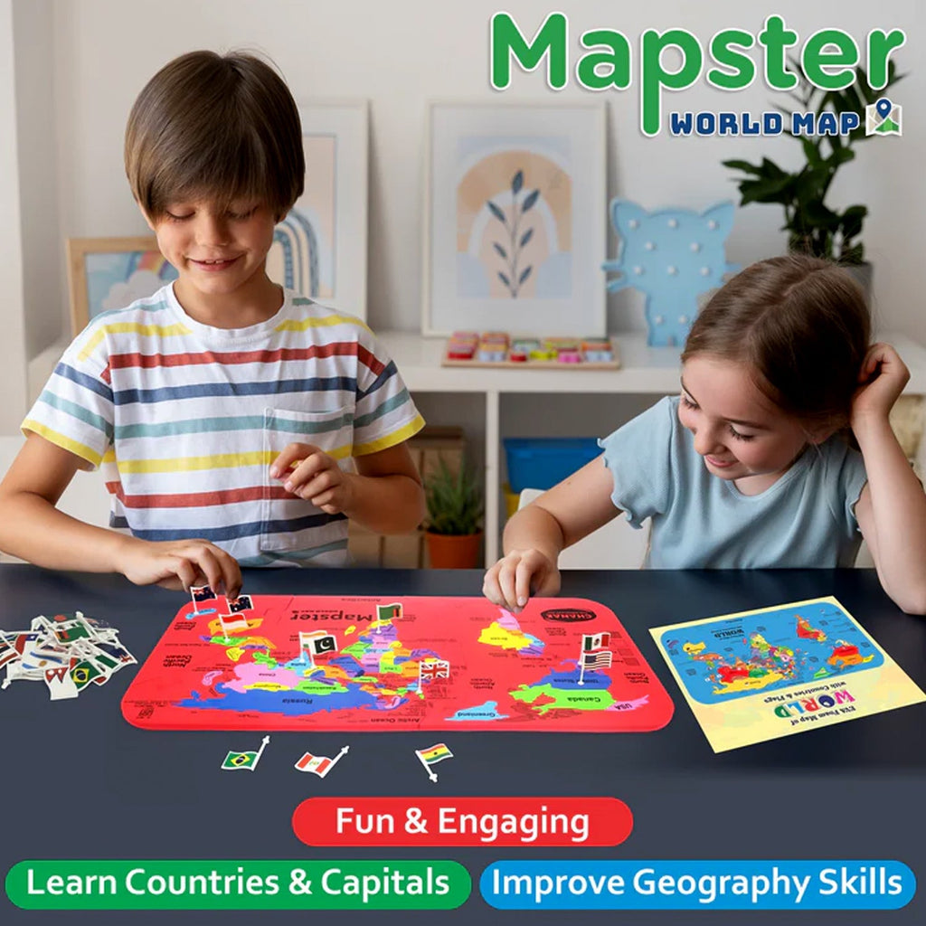 ALVENZA World Map Puzzle – Educational EVA Foam Toy for Kids 5+
