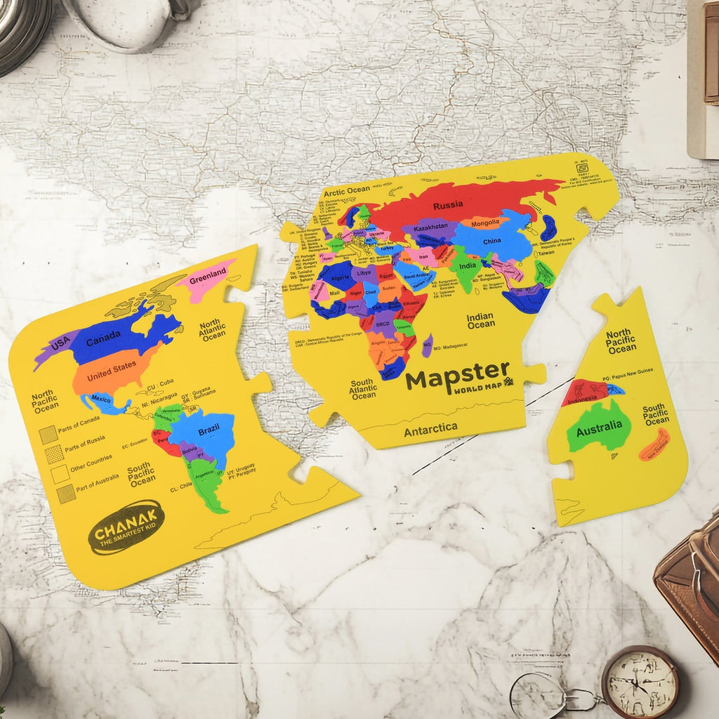ALVENZA World Map Puzzle – Educational EVA Foam Toy for Kids 5+