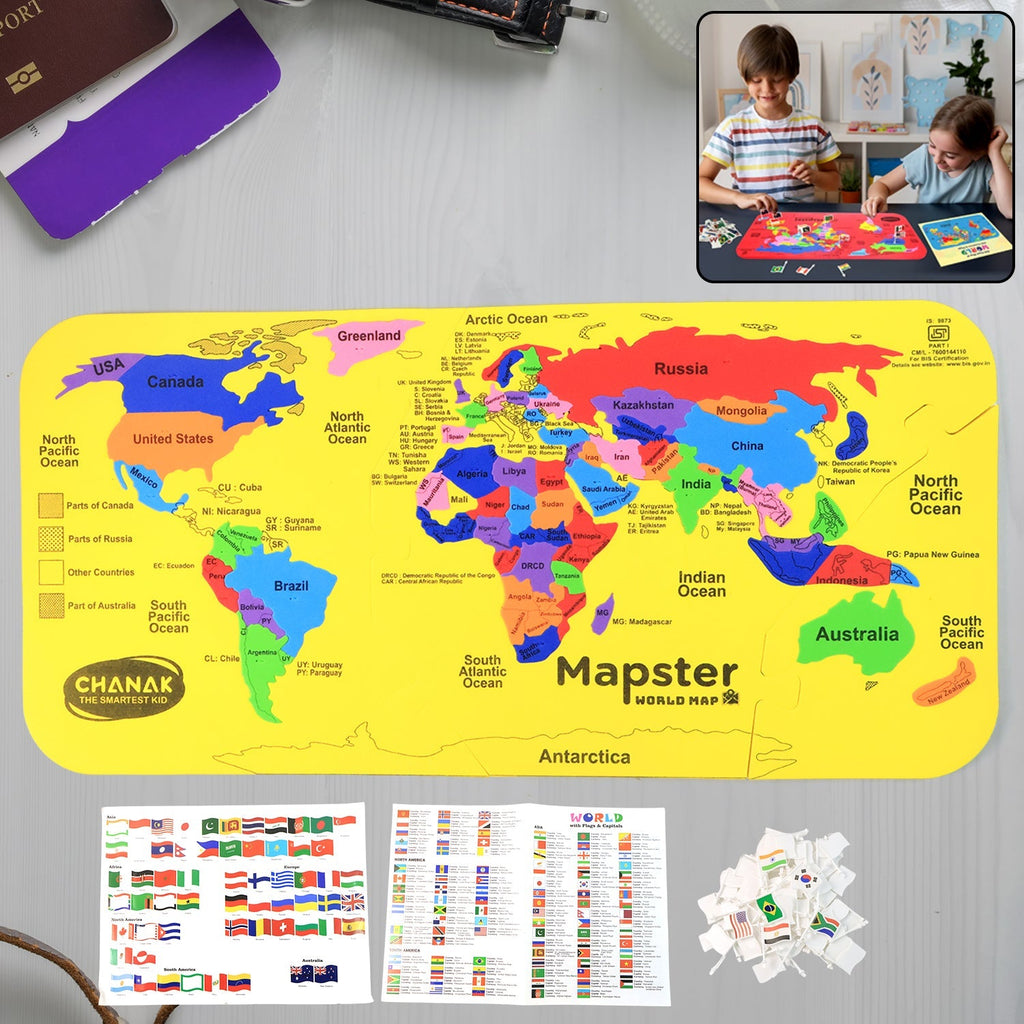 ALVENZA World Map Puzzle – Educational EVA Foam Toy for Kids 5+