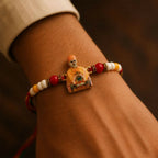 ALVENZA Spiritual Pramukh Swami Maharaj Devotional Rakhi for Brother, Beaded Thread Gift