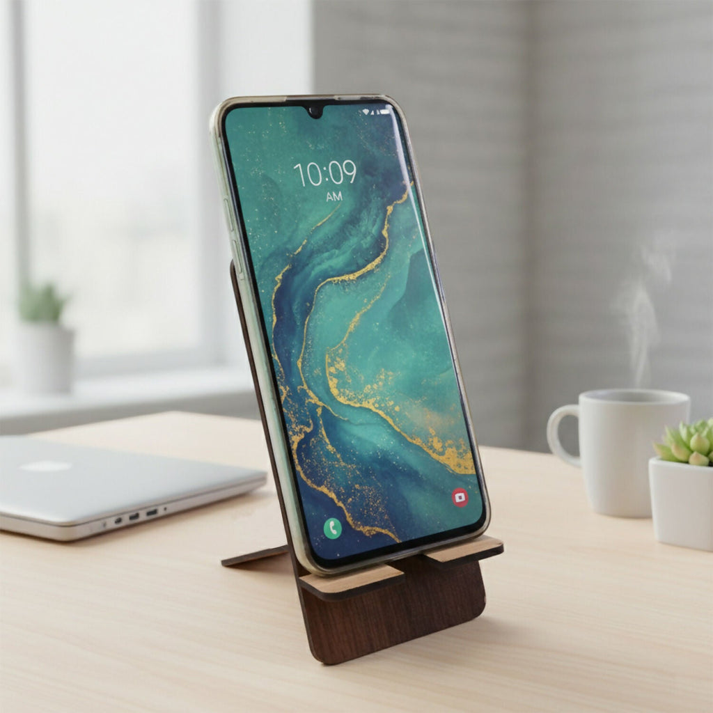 ALVENZA Wooden Mobile Stand – Reversible Foldable Ganesha Phone Holder