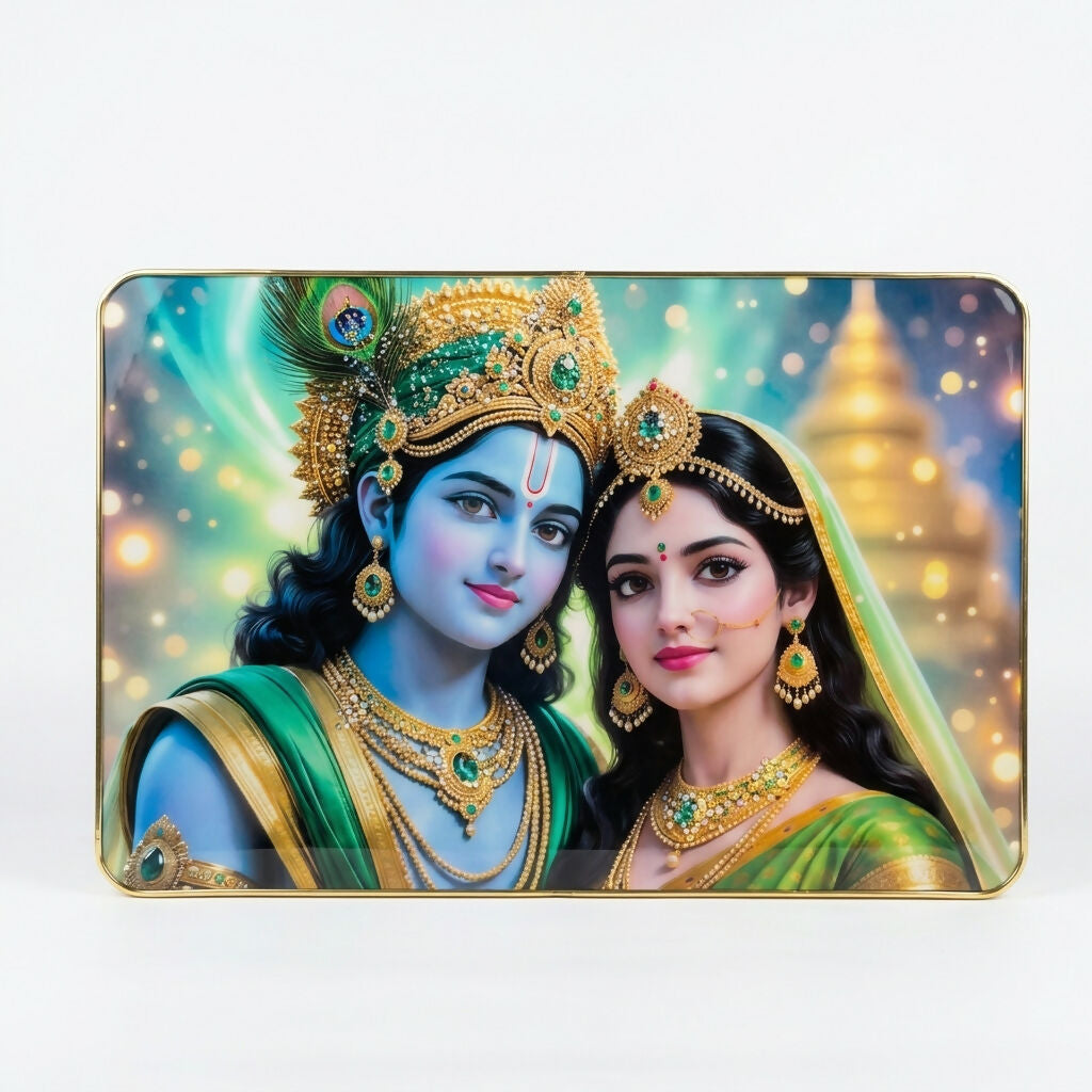 ALVENZA Radha Krishna Acrylic Photo Frame – Elegant Wall Decor for Temples