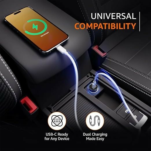ALVENZA Car Charger Fast Charging – 125W Dual Port with Type-C & USB