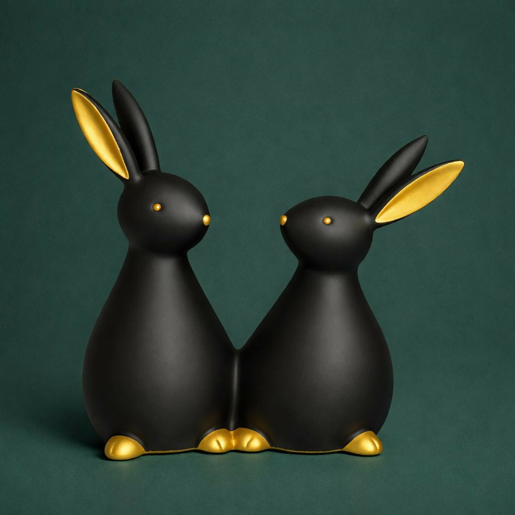 ALVENZA Rabbit Showpiece – Elegant Gold Accents & Modern Decor