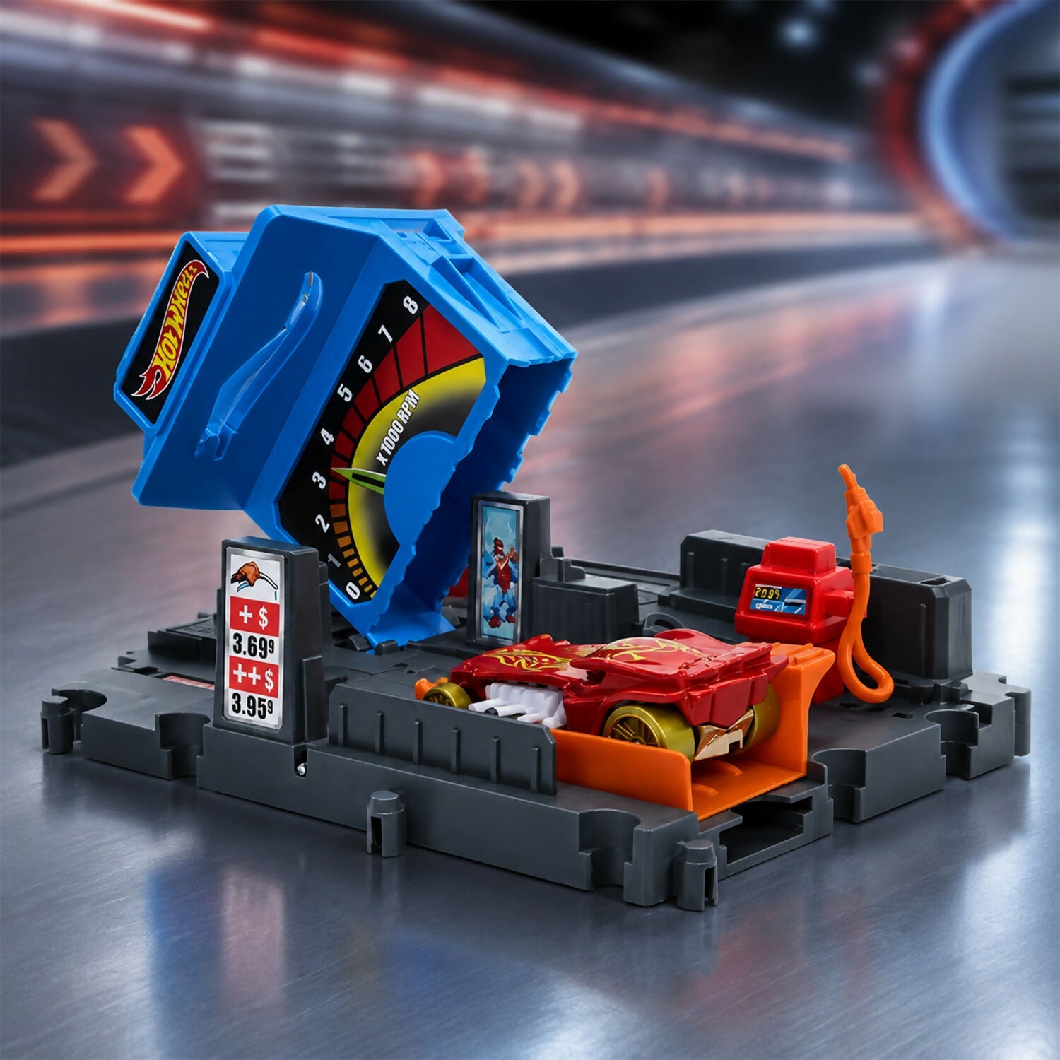 ALVENZA Hot Wheels City Fuel Station Playset – Interactive Racing Fun