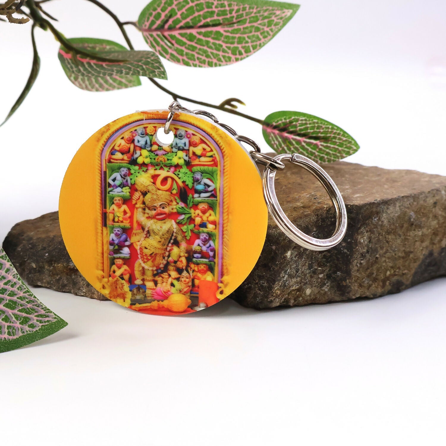 ALVENZA Hanuman Mandir Keychain – Bright Devotional Lightweight Accessory