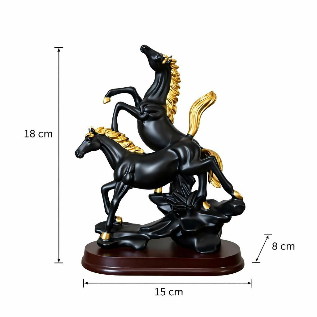ALVENZA Twin Horse Statue Showpiece for Home Decor Office Table Resin Sculpture (Color may vary 1 PC)