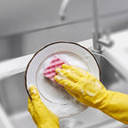 Waterproof Rubber Gloves Durable & Reusable for Household Tasks - Front View