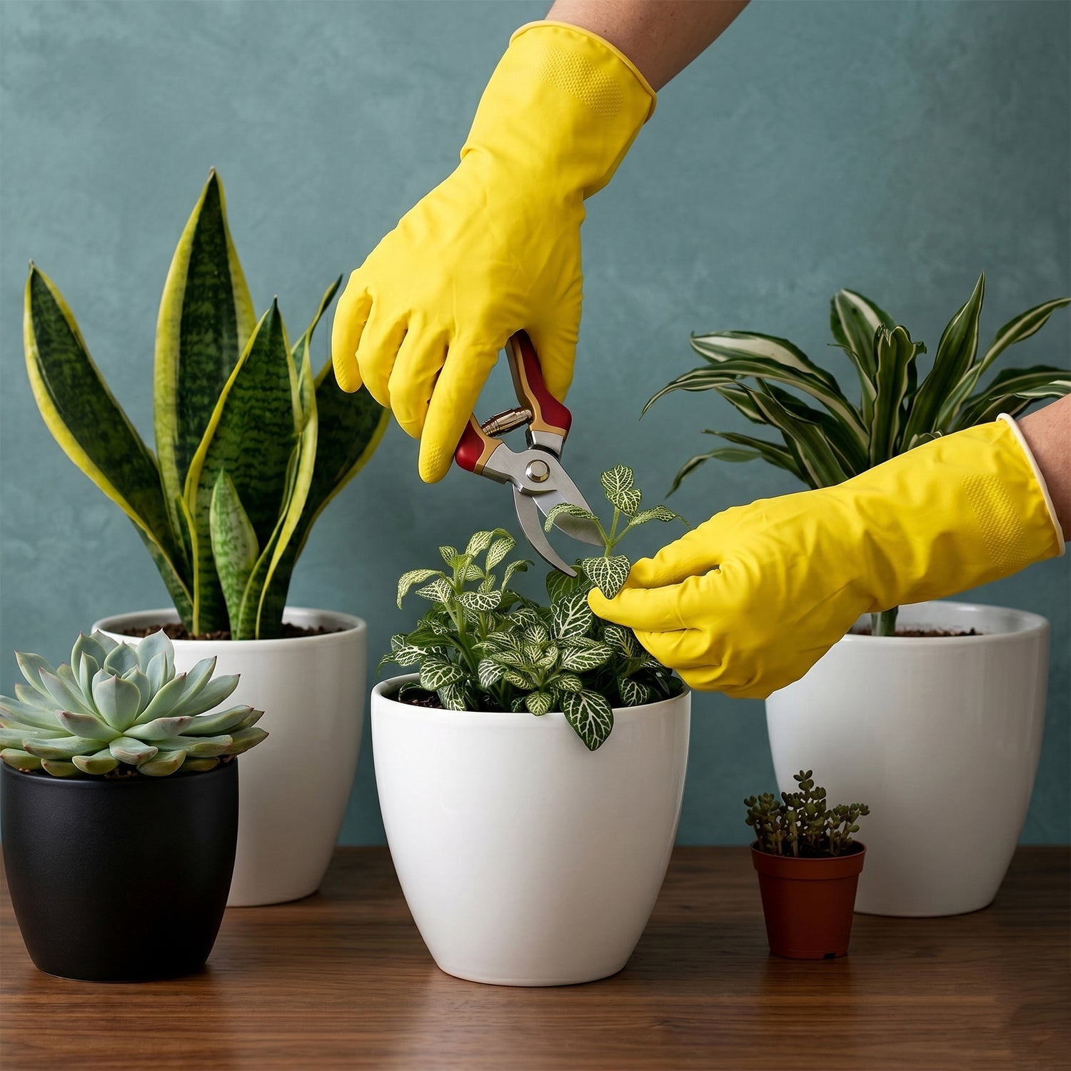 Waterproof Cleaning Rubber Gloves Reusable & Durable for Household Tasks - Front View