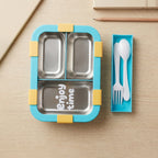 Airtight 3 Compartment Stainless Steel Lunch Box Food Organiser - Detail View 8