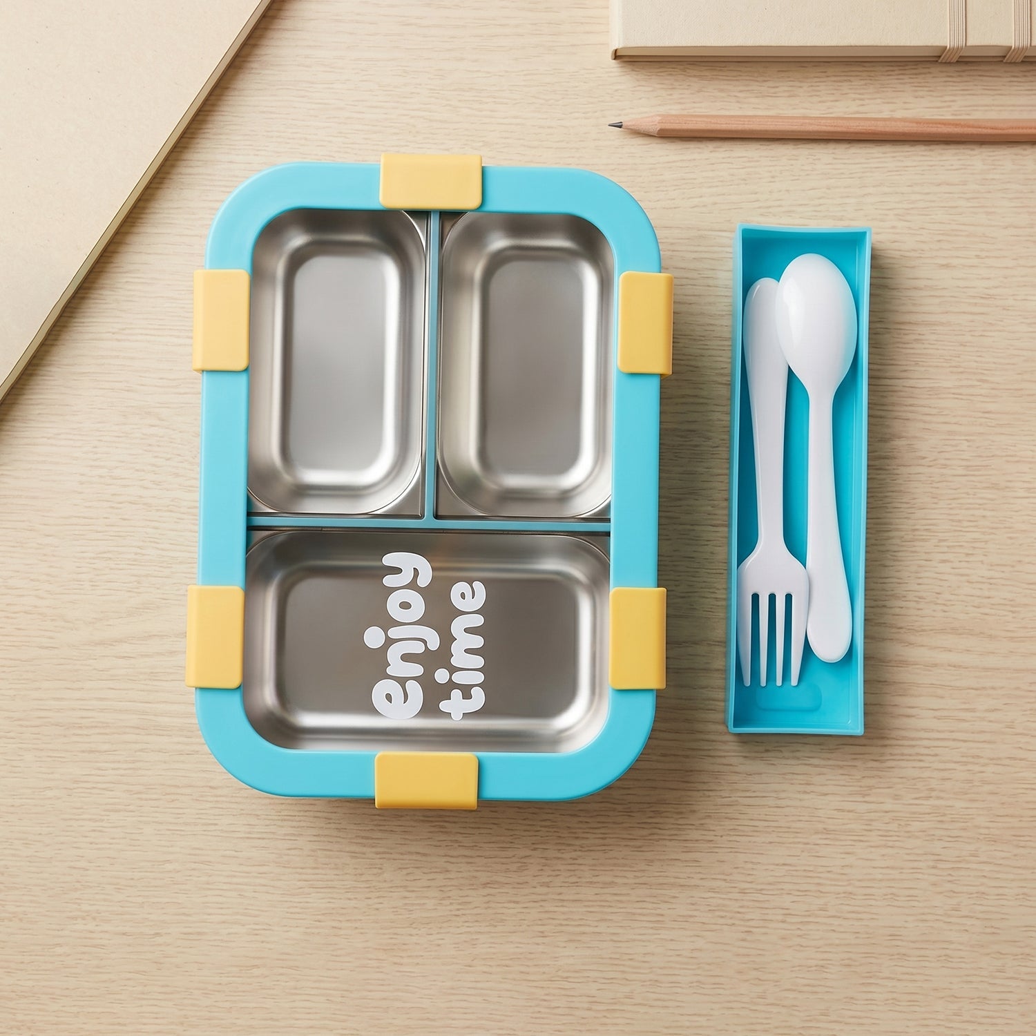 Airtight 3 Compartment Stainless Steel Lunch Box Food Organiser - Detail View 8