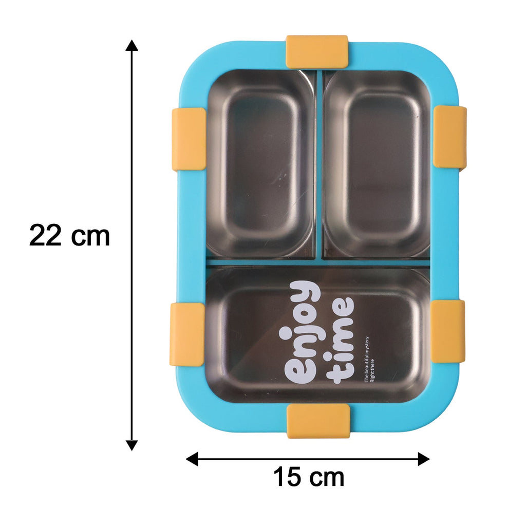 Airtight 3 Compartment Stainless Steel Lunch Box Food Organiser - Detail View 6