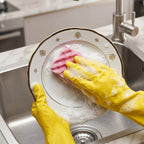 Waterproof Rubber Cleaning Gloves Durable & Reusable for Household Tasks - Back View