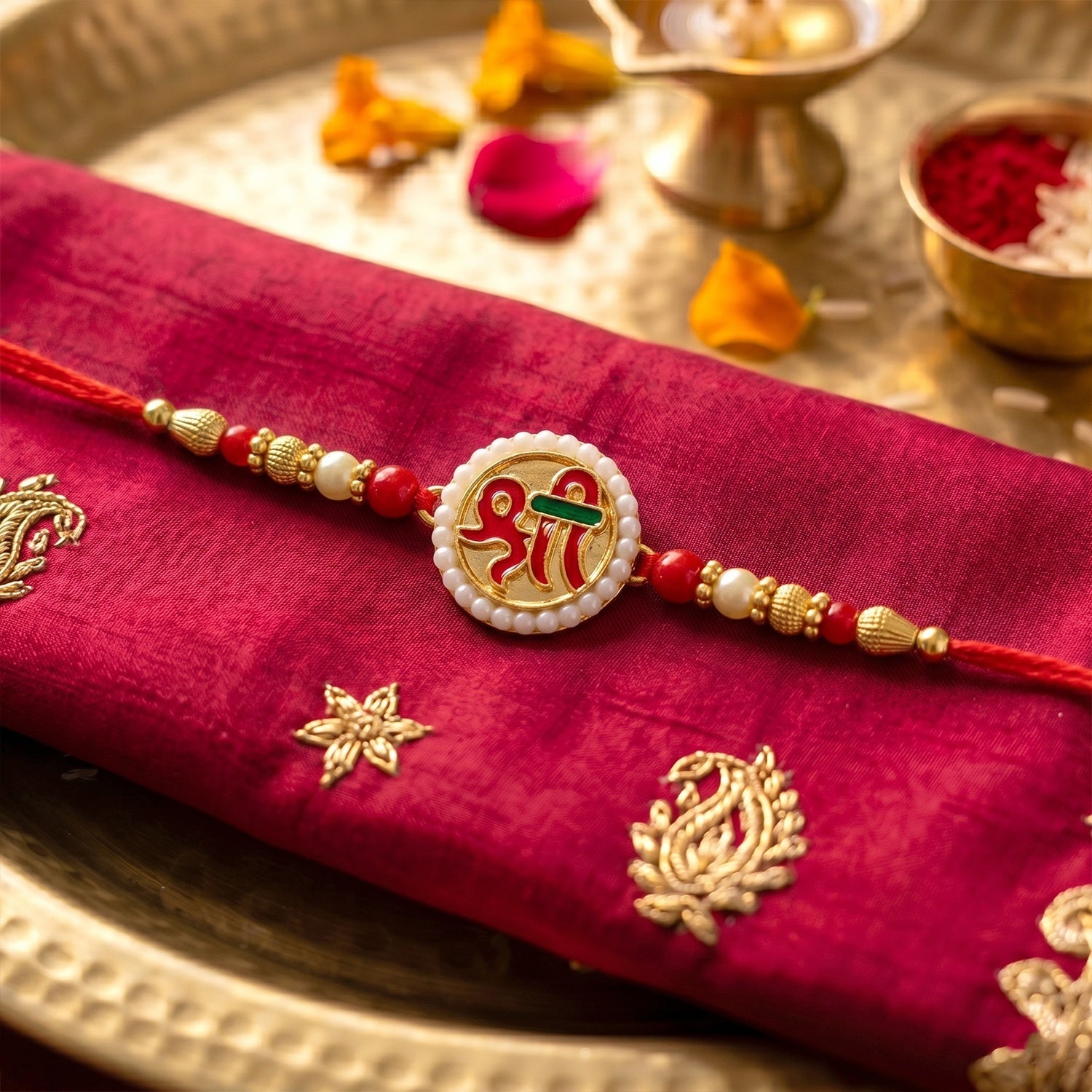 ALVENZA Rakshabandhan Shri Symbol Devnagari Rakhi – Traditional & Designer