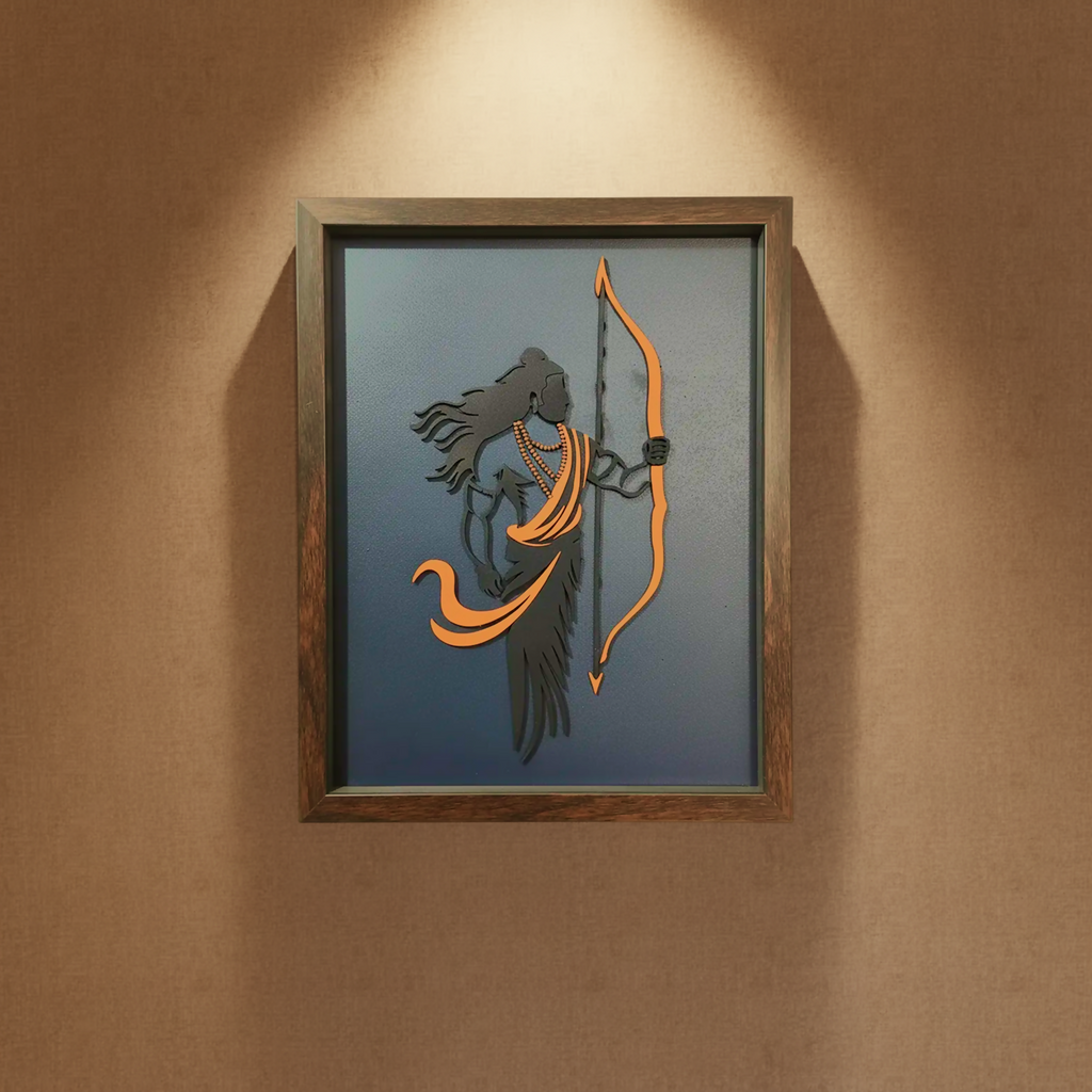 ALVENZA Lord Ram Wall Art – Handcrafted Multi-Layer 3D Wooden Frame