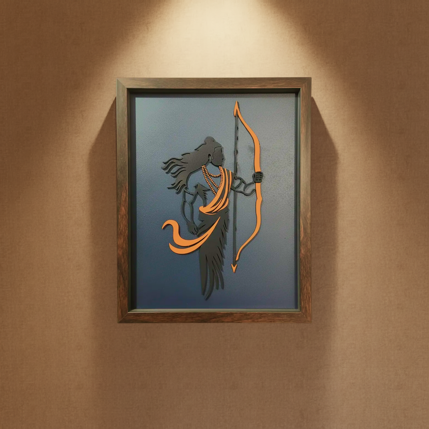 ALVENZA Lord Ram Wall Art – Handcrafted Multi-Layer 3D Wooden Frame