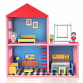 ALVENZA Wooden Doll House Set with 4 Furnished Rooms for Girls
