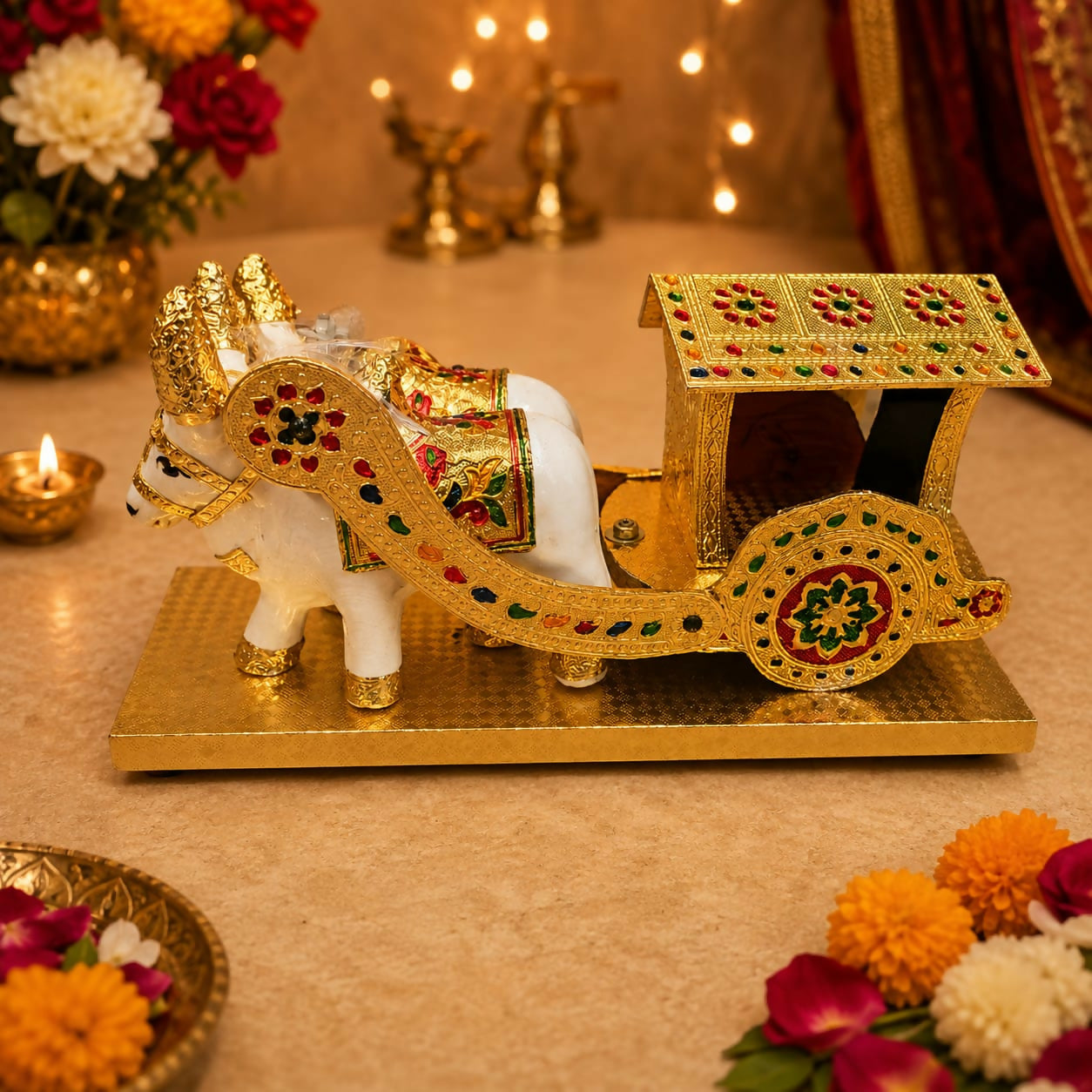 ALVENZA Home Decor Bullock Cart Showpiece – Elegant Indian Handicraft