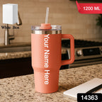 ALVENZA Insulated Travel Mug – 1200ML Peach Large Tumbler with Handle