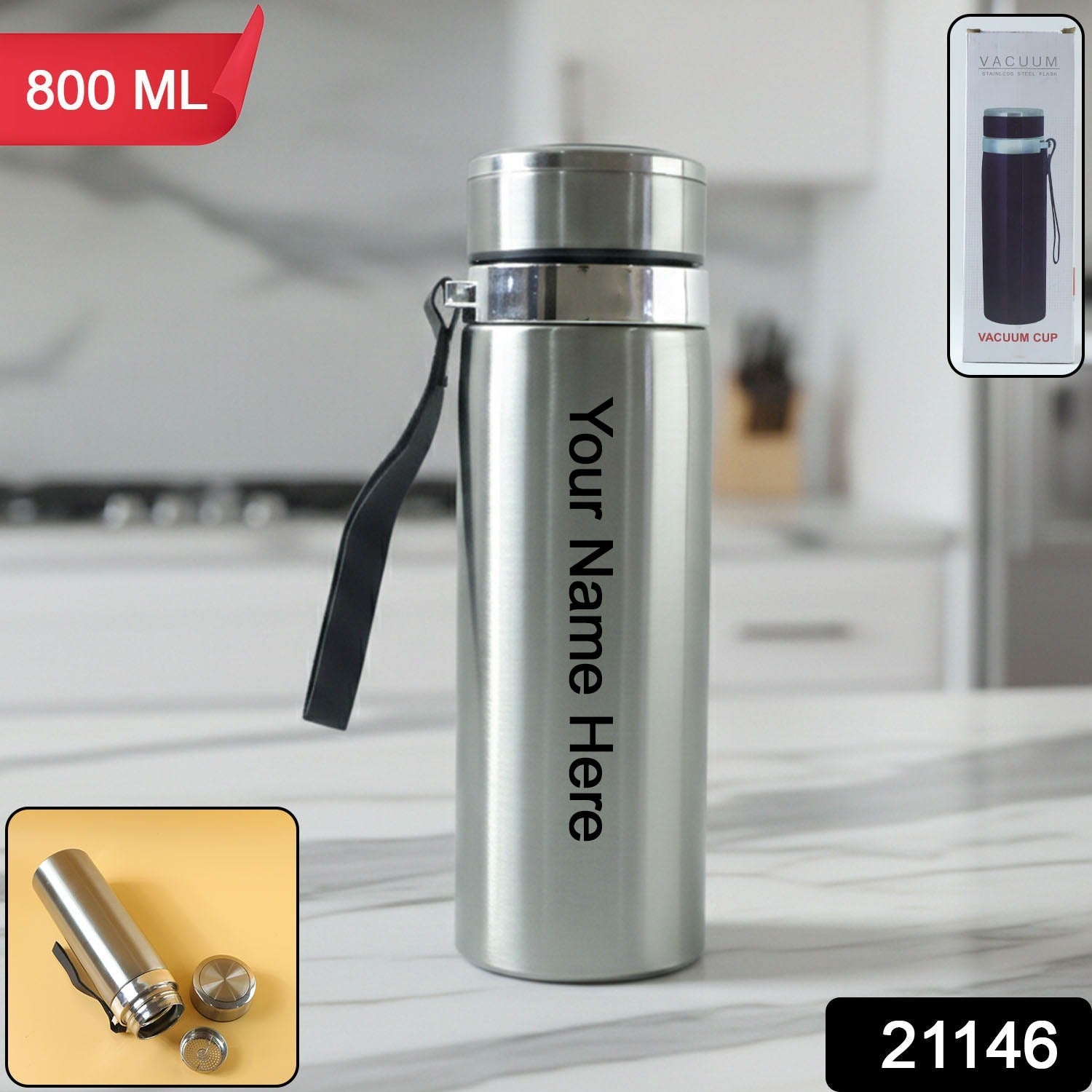ALVENZA Vacuum Insulated Flask Bottle – Keeps Drinks Hot or Cold for Longer