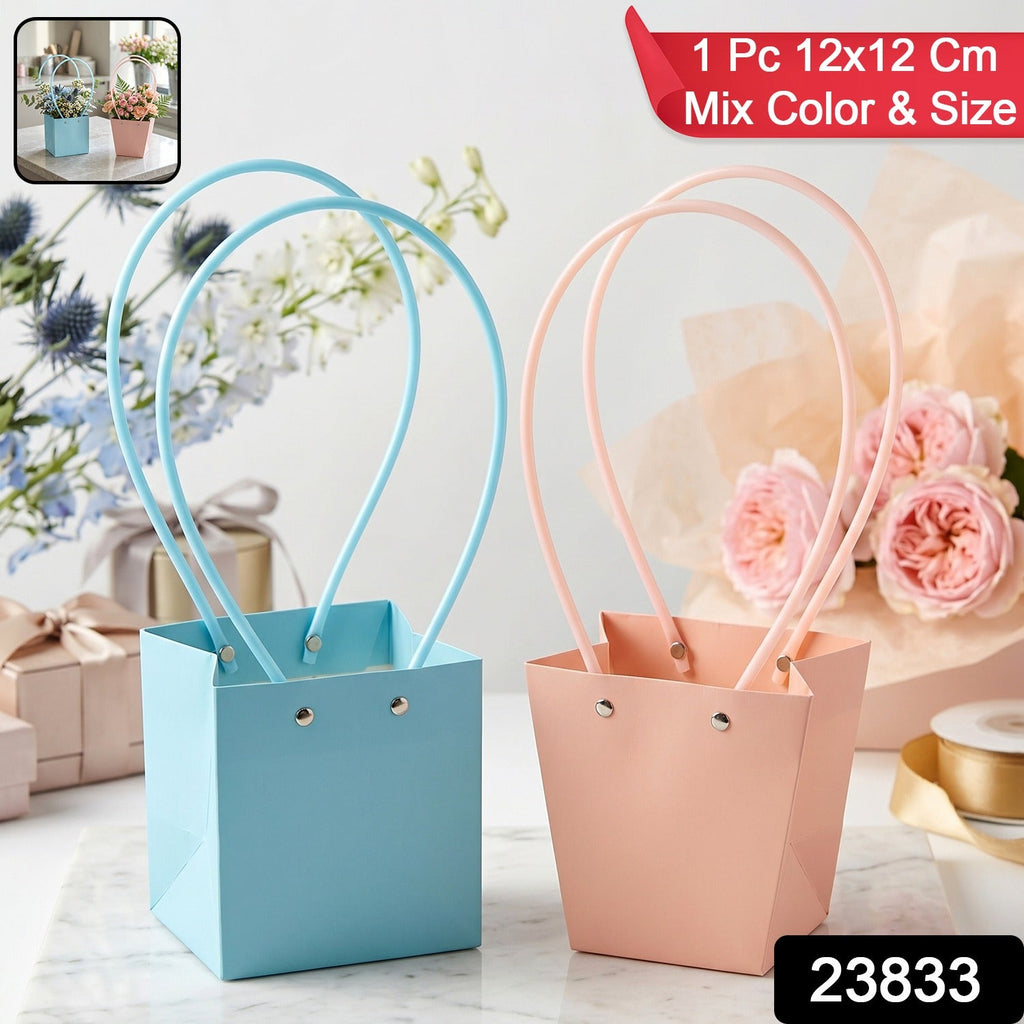 Flower Packaging Bag Foldable Waterproof Handle for Gifts - Side View