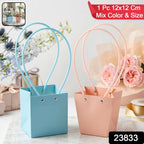 Flower Packaging Bag Foldable Waterproof Handle for Gifts - Side View