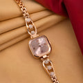 Women's Rose Gold Watch – Square Dial Floral Bracelet