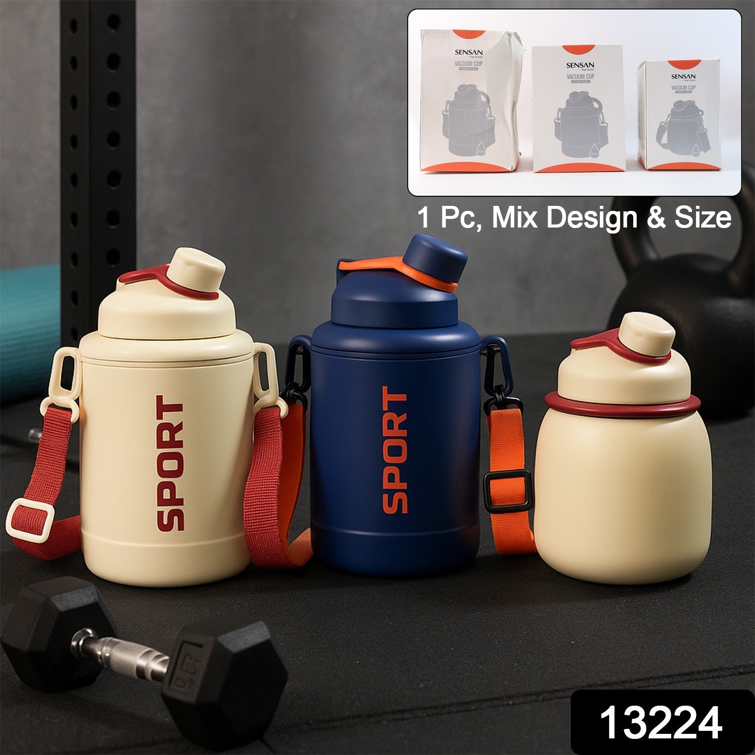 ALVENZA Sports Vacuum Bottle – Leak-Proof with Shoulder Strap