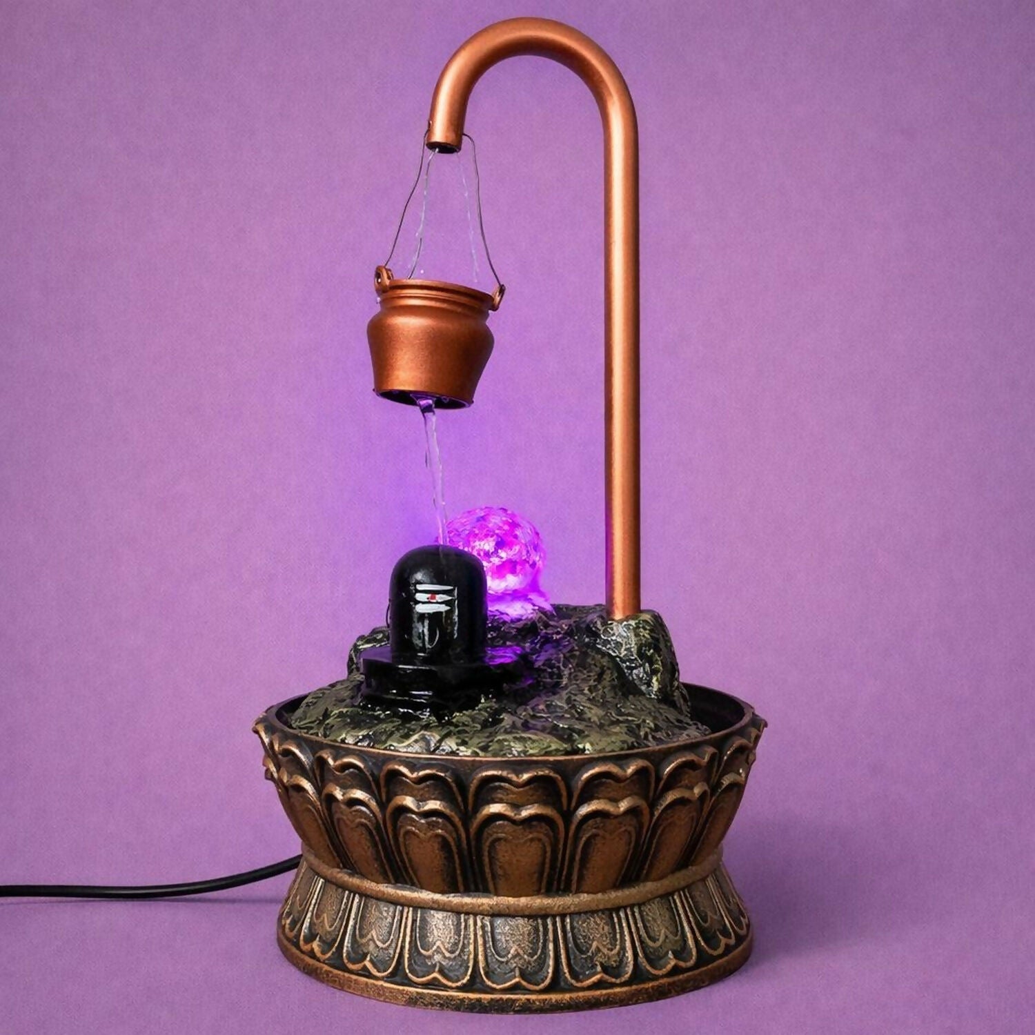 ALVENZA Shivling Water Fountain – LED Lighted Tabletop Spiritual Decor