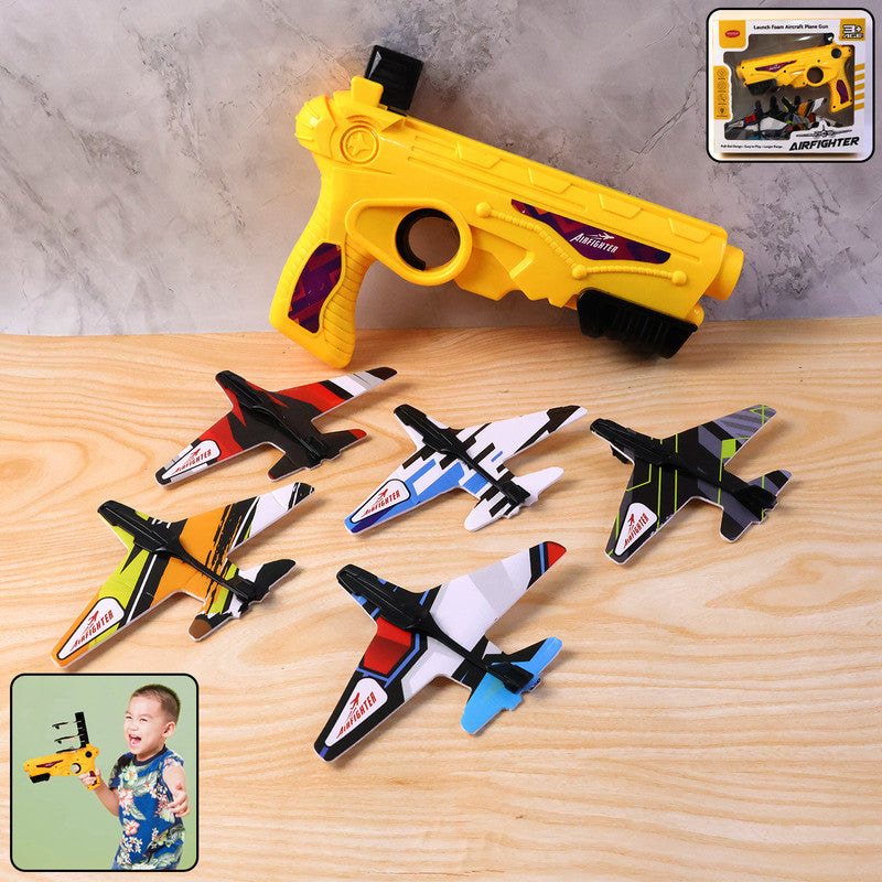 ALVENZA Toy Plane Gun Set – Launch 5 Foam Gliders for Kids Fun