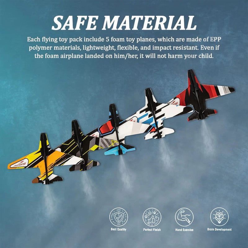 ALVENZA Toy Plane Gun Set – Launch 5 Foam Gliders for Kids Fun