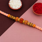 ALVENZA Beautiful Silver Style Rakhi with Soft Beads, Stone Detail and Premium Festive Look