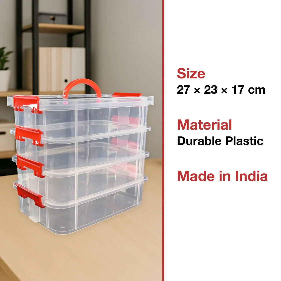  Plastic Storage Box – 4-Layer Transparent Organizer with Handle - Detail 5