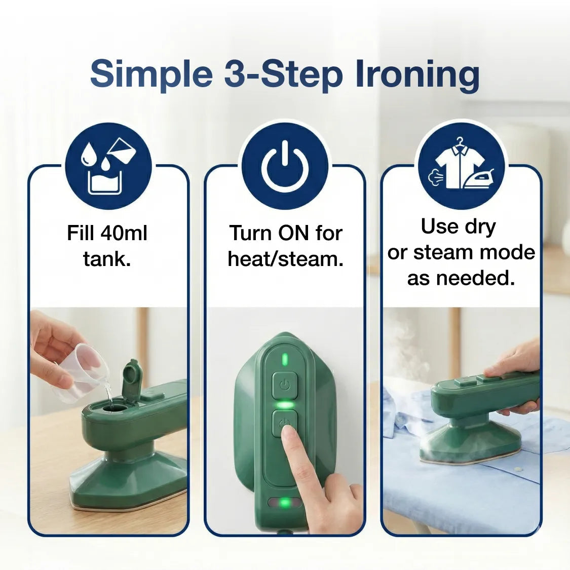  Portable Steam Iron – 2-in-1 Travel Garment Steamer | ALVENZA - Detail 5