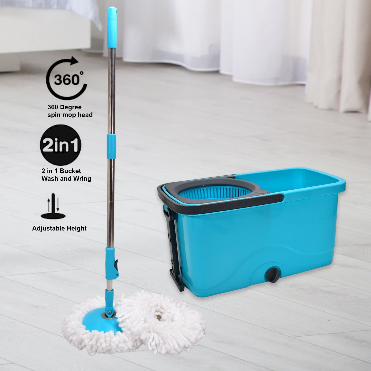  Spin Mop with Wheels & Large Bucket – Effortless Cleaning | ALVENZA - Detail 6