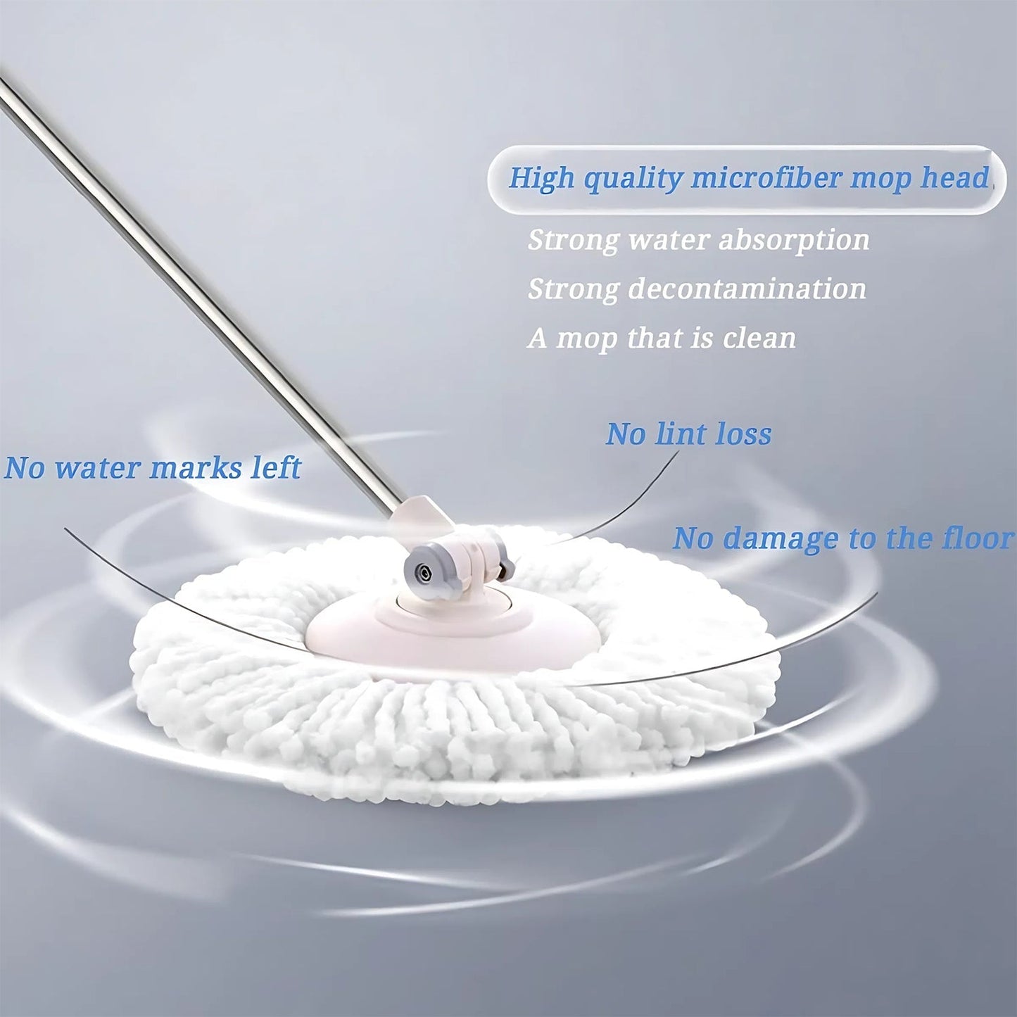 Microfiber Spin Mop Refill Head – Durable 360° Rotating Cleaning - Detail 6