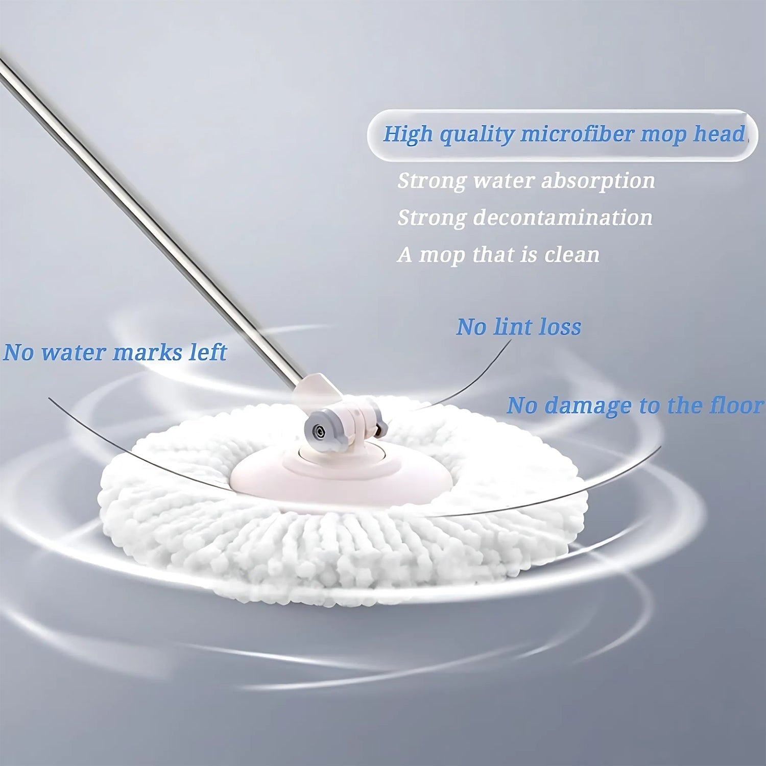  Microfiber Spin Mop Refill Head – Durable 360° Rotating Cleaning - Detail 6