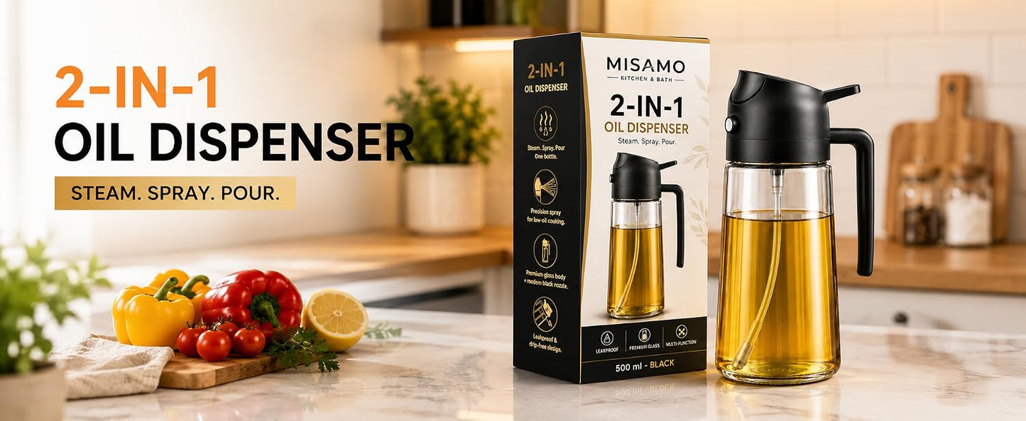 Precise oil control spray nozzle for healthy low-fat cooking