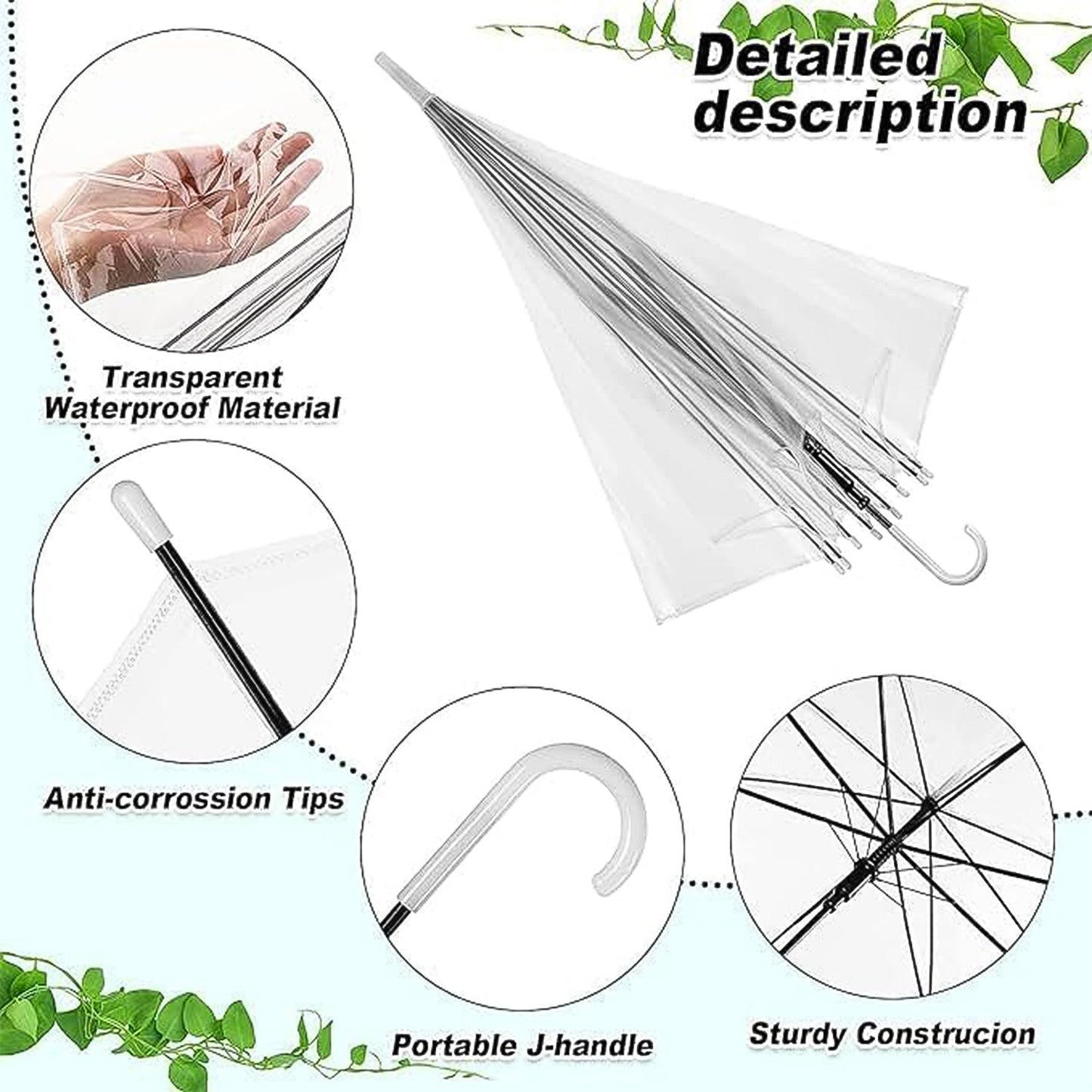  Transparent Dome Umbrella – Windproof with Comfortable Curved Handle - Detail 7
