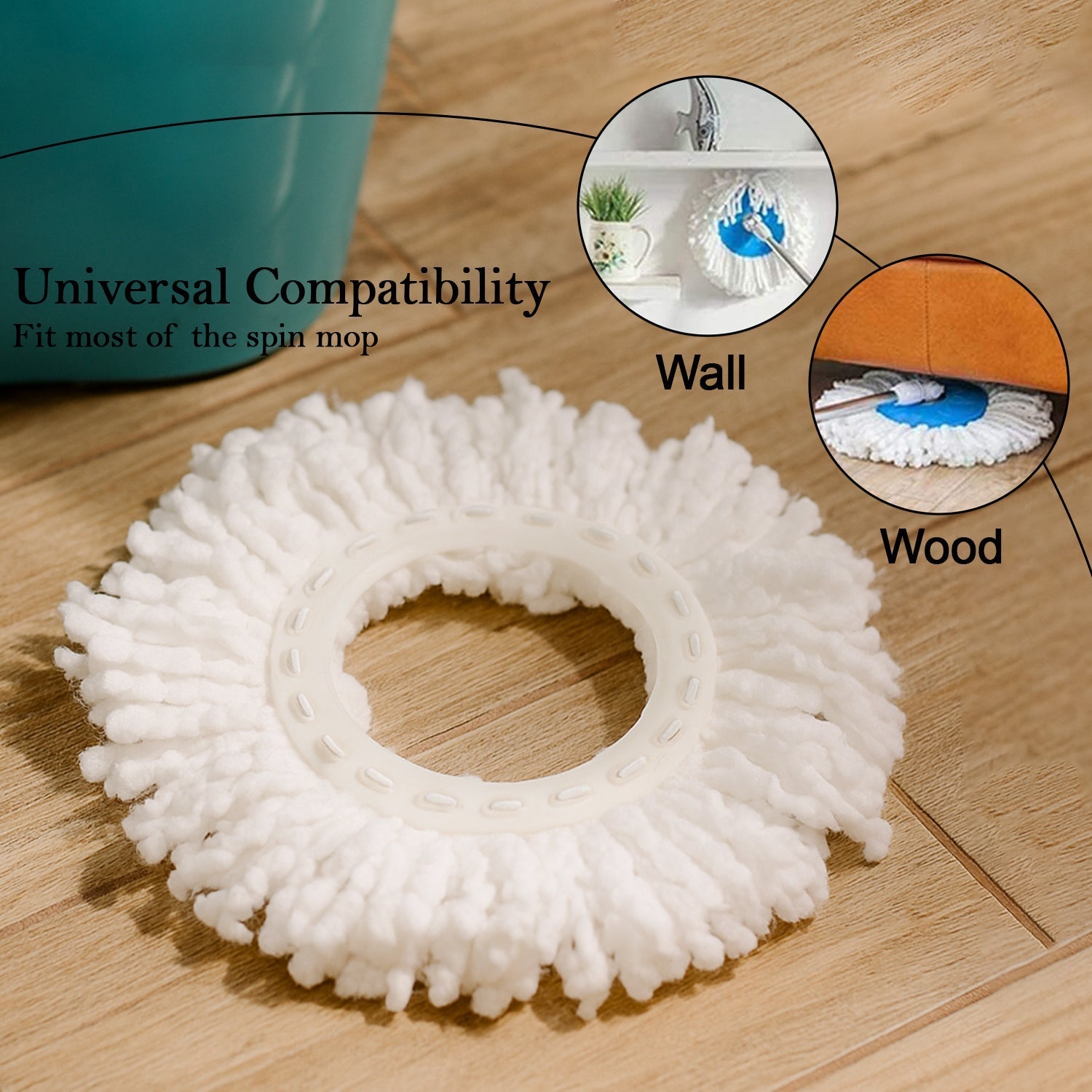  Microfiber Spin Mop Refill Head – Durable 360° Rotating Cleaning - Detail 7